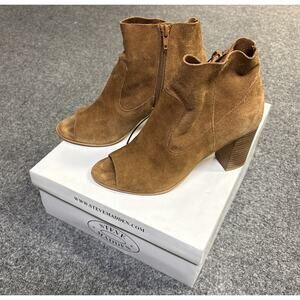 Steve Madden Women’s 6.5 Melena Cognac Suede Peeptoe Ankle Boot